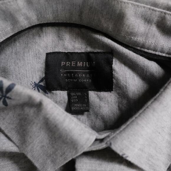 Threadbare Mens Cotton Button Up Heather Gray Dragonfly Dress Shirt Small - Picture 7 of 8